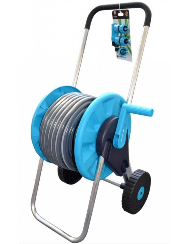 Chariot dévidoir + Tuyau de 30m Jardibric Pistolet et lance d'arrosage
