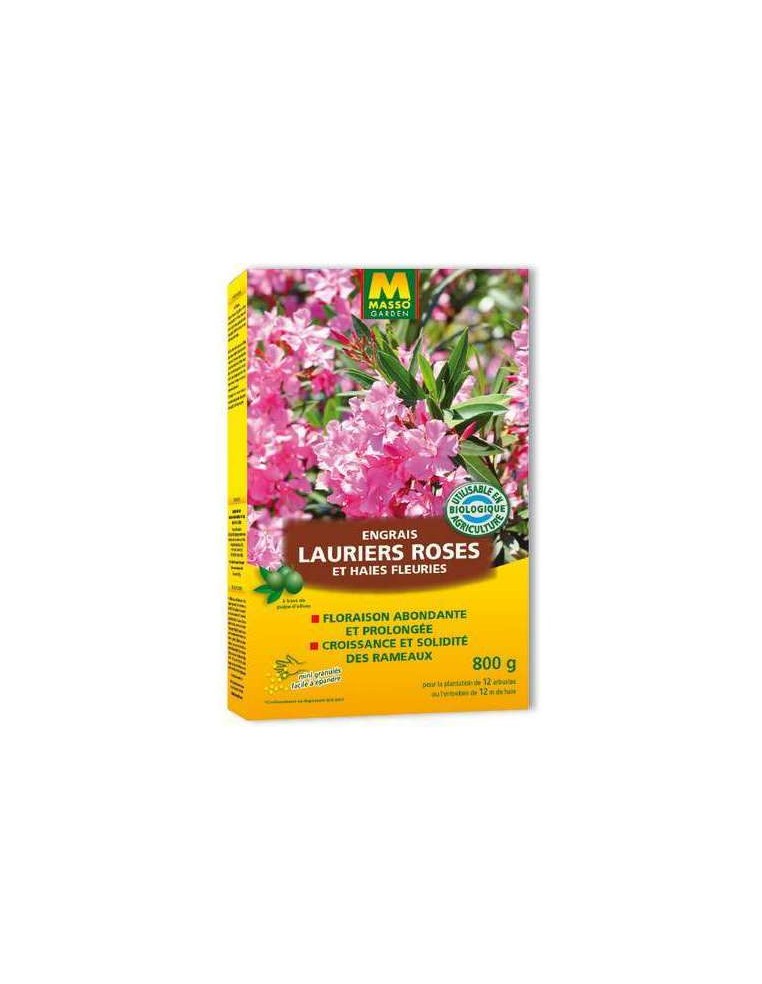 Engrais lauriers, roses et haies fleuries 800 g Masso Garden Engrais spécifique