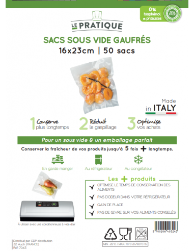Sac sous-vide gaufré 16 x 23 cm - Le Pratique LE PRATIQUE Autres machines à vide et accessoires