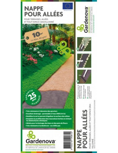 Nappe allées - 1 x 10 m Gardenova Film, toile de paillage et nappe anti-herbe