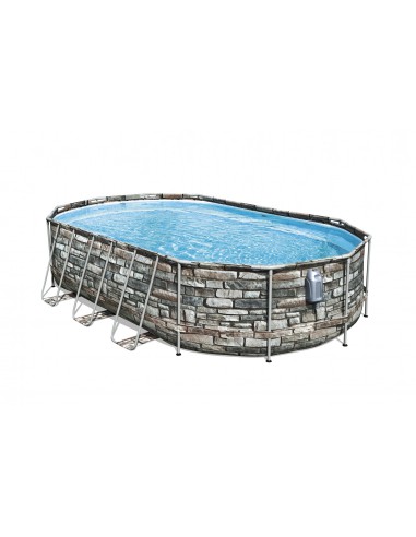 Kit Piscine Tubulaire Ovale Comfortjet Pierre - L.610 x l.366 x H.122 cm - Bestway BestWay Piscines