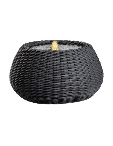 Fontaine Ronde Imitation Résine Tressée Noire Ø54 x H.28 cm - Kaemingk Kaemingk Fontaine extérieure et accessoire
