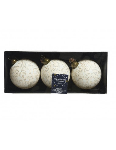 Pack de 3 Boules en verre Ø8cm - Crème Kaemingk Décoration Noël Nature