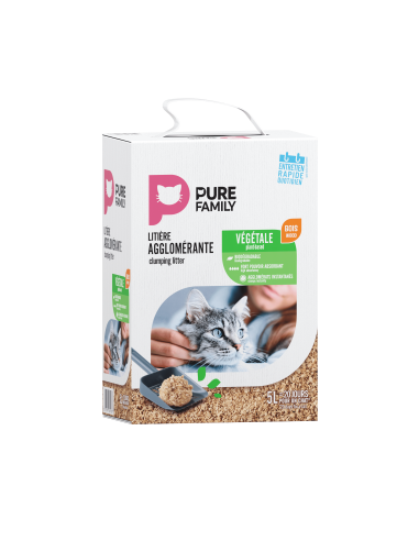 Litière végétale agglomérante bois 5L - Pure Family Pure Family Litières