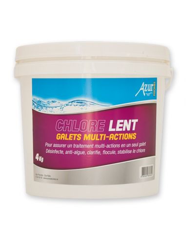 Chlore lent galets multi-actions 4kg - Azur Azur Piscine Produit d'entretien piscine