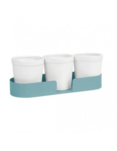 3 pots en céramique sur plateau - L.29 x Ø.10 cm - Jardiland Jardiland Cache-pots