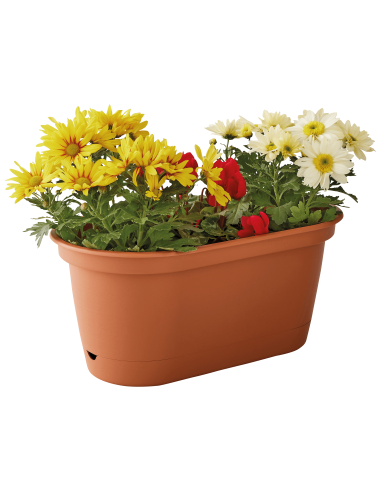 Jardinière en plastique Autonome 40cm + Soucoupe Clipsée Terre cuite - 7,3 L - ECLOZ ECLOZ Jardinière en plastique