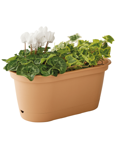 Jardinière en plastique Autonome 40cm + Soucoupe Clipsée havane - 7,3 L - ECLOZ ECLOZ Jardinière en plastique