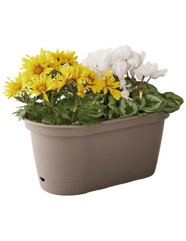 Jardinière en plastique Autonome 40cm + Soucoupe Clipsée taupe - 7,3 L - ECLOZ ECLOZ Jardinière en plastique