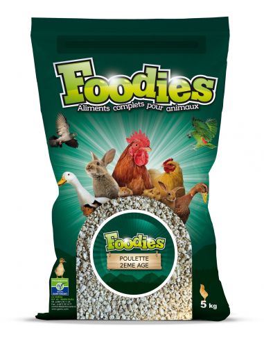 Aliment poulette 2ème Âge émietté 5Kg Foodies Alimentation
