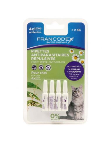Pipette APE Instecifuge Chat X4 Francodex Soins et antiparasitaire