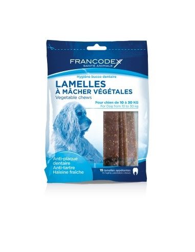 Lamelles à mâcher pour chien de 10 à 30kg Francodex Biscuit friandise
